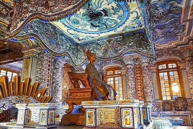 Hue Royal Tombs Tour: Visit Best Pagoda & King's Mausoleums - Stop 1: Khai Dinh Tomb and its blended architecture